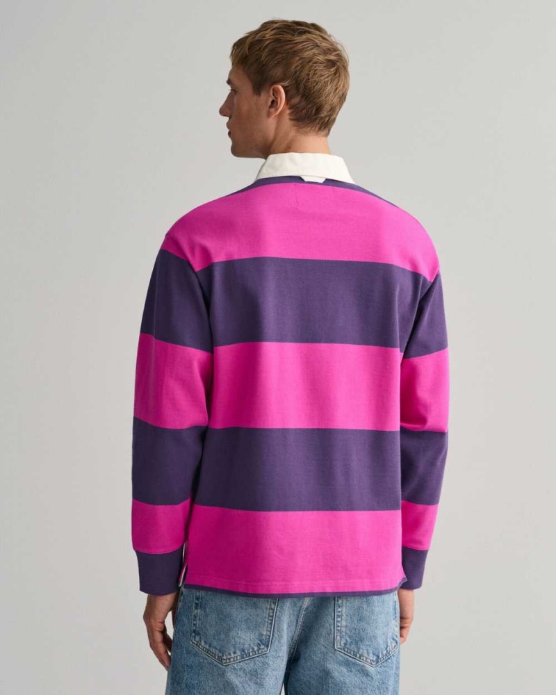 Gant Block Striped Heavy Rugger Women's Shirts Purple Rose | JAQVW-3547