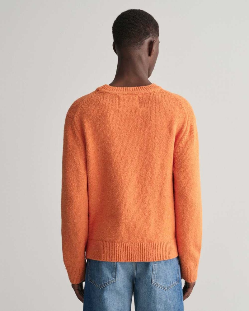 Gant Bouclé Knit Crew Neck Men's Sweater Pumpkin Orange | ILUHS-3492