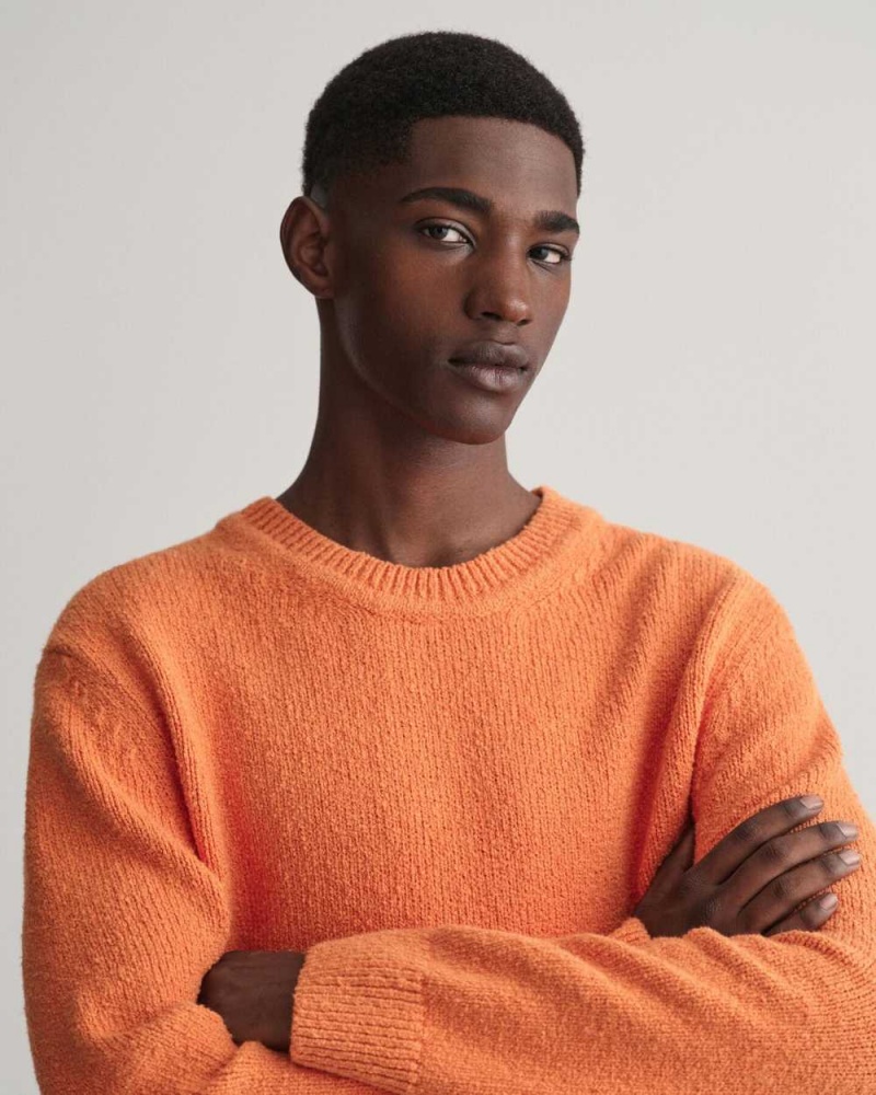 Gant Bouclé Knit Crew Neck Men's Sweater Pumpkin Orange | ILUHS-3492