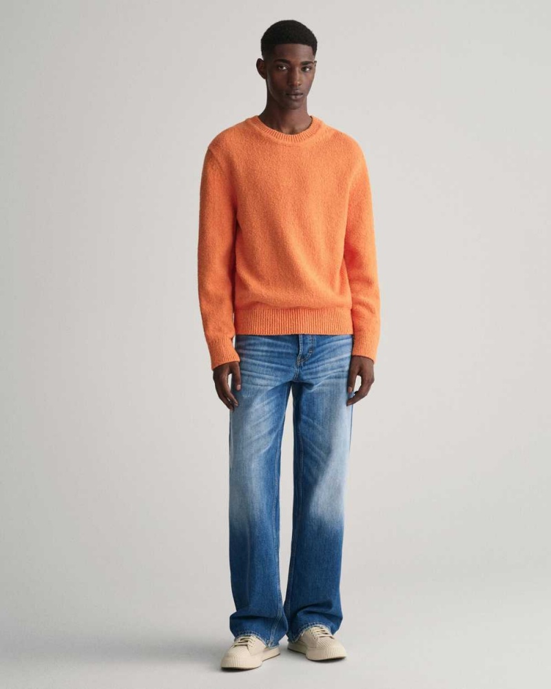 Gant Bouclé Knit Crew Neck Men's Sweater Pumpkin Orange | ILUHS-3492