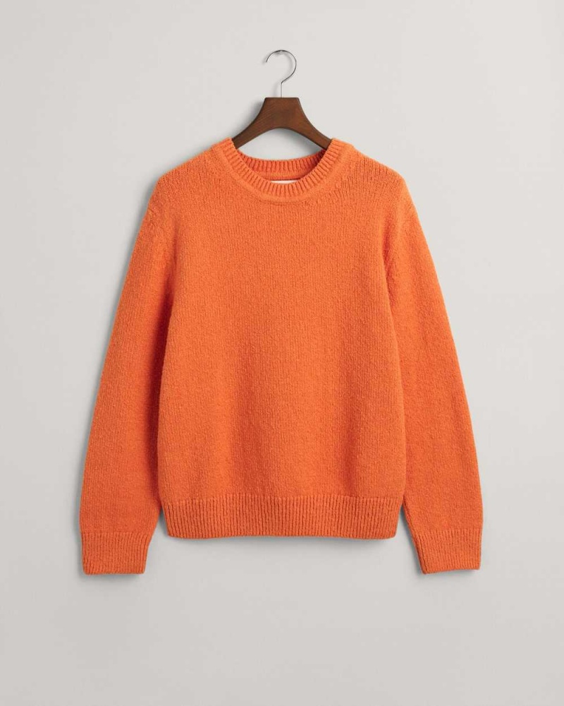 Gant Bouclé Knit Crew Neck Men's Sweater Pumpkin Orange | ILUHS-3492