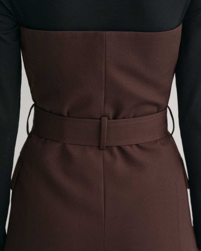 Gant Bustier Blazer Women's Dress Rich Brown | DNPMV-6584