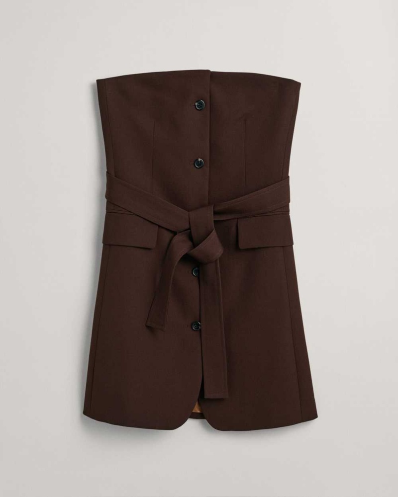 Gant Bustier Blazer Women's Dress Rich Brown | DNPMV-6584