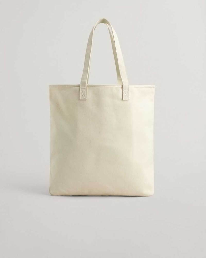 Gant Canvas Tote Men's Bags Cream | TKROP-5670