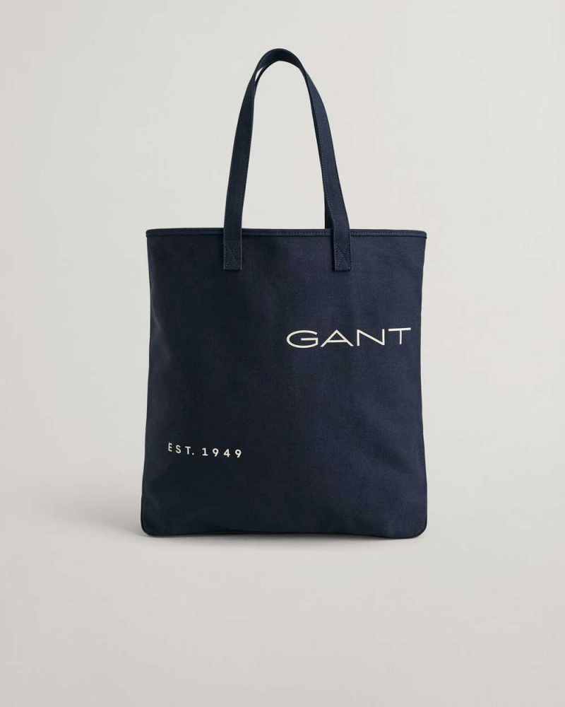 Gant Canvas Tote Men's Bags Evening Blue | JOZRT-8417