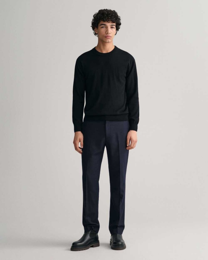 Gant Cashmere Crew Neck Men's Sweater Ebony Black | CSMPB-6320