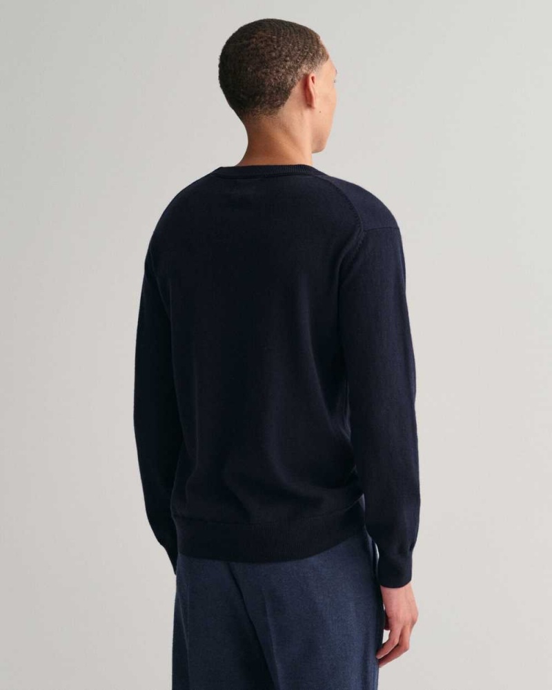 Gant Cashmere Crew Neck Men's Sweater Evening Blue | SUQWP-9216