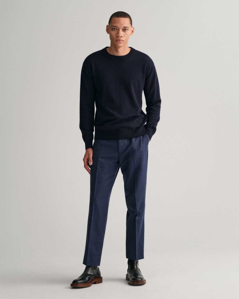 Gant Cashmere Crew Neck Men's Sweater Evening Blue | SUQWP-9216