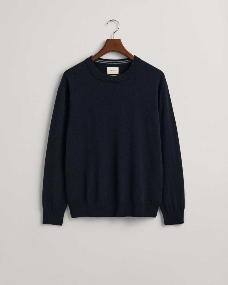 Gant Cashmere Crew Neck Men's Sweater Evening Blue | SUQWP-9216