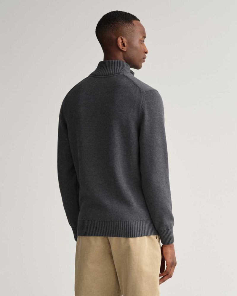 Gant Casual Cotton Half-Zip Men's Sweater Dark Grey | WTEZD-1789