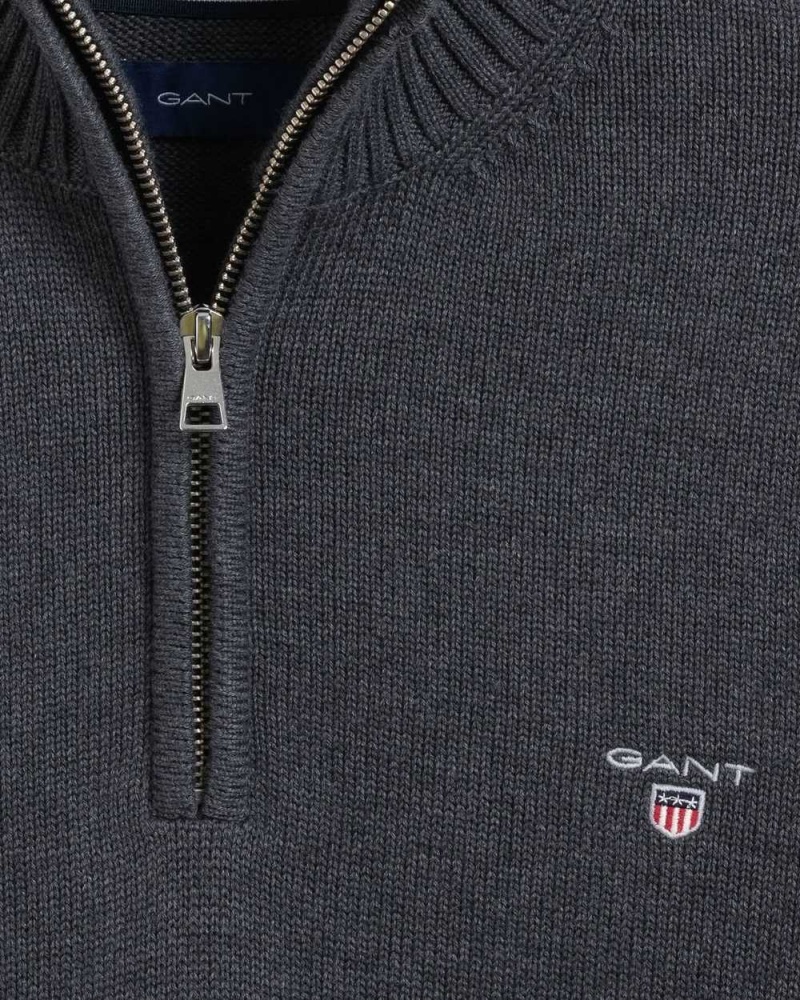 Gant Casual Cotton Half-Zip Men's Sweater Dark Grey | WTEZD-1789