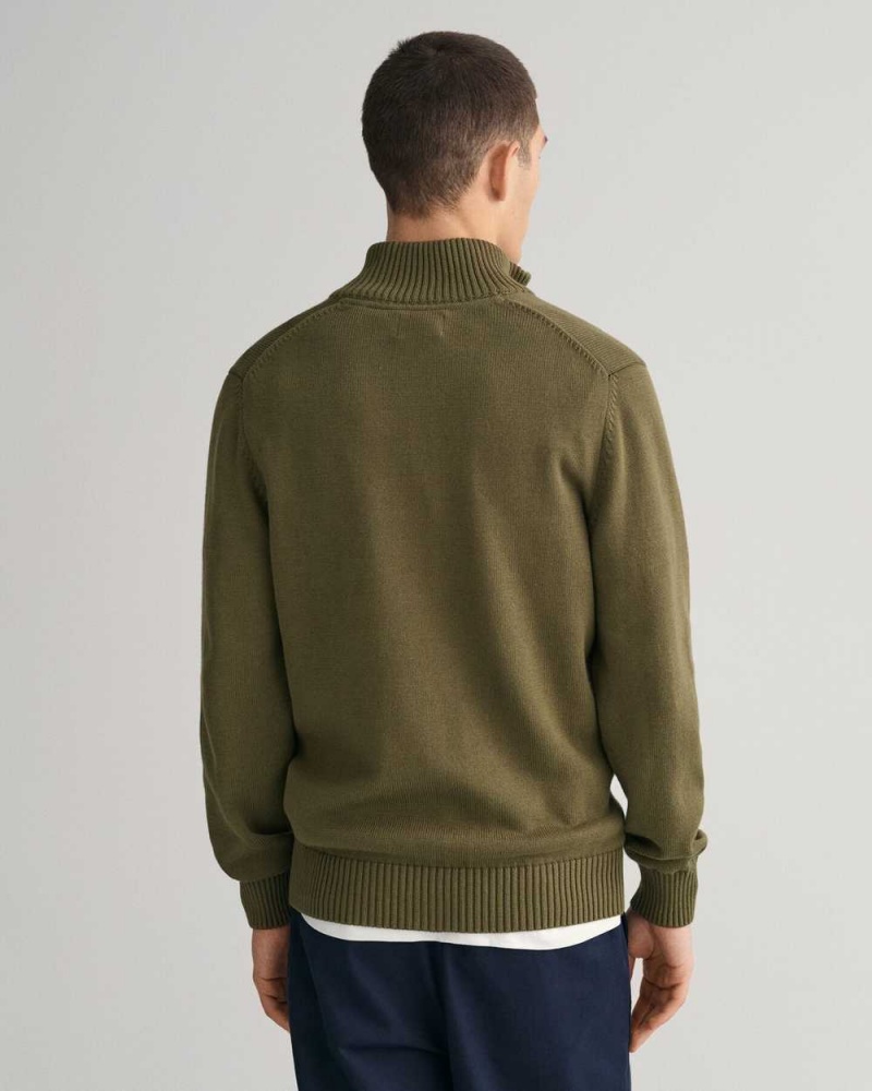 Gant Casual Cotton Half-Zip Men's Sweater Racing Green | MOKWF-9753