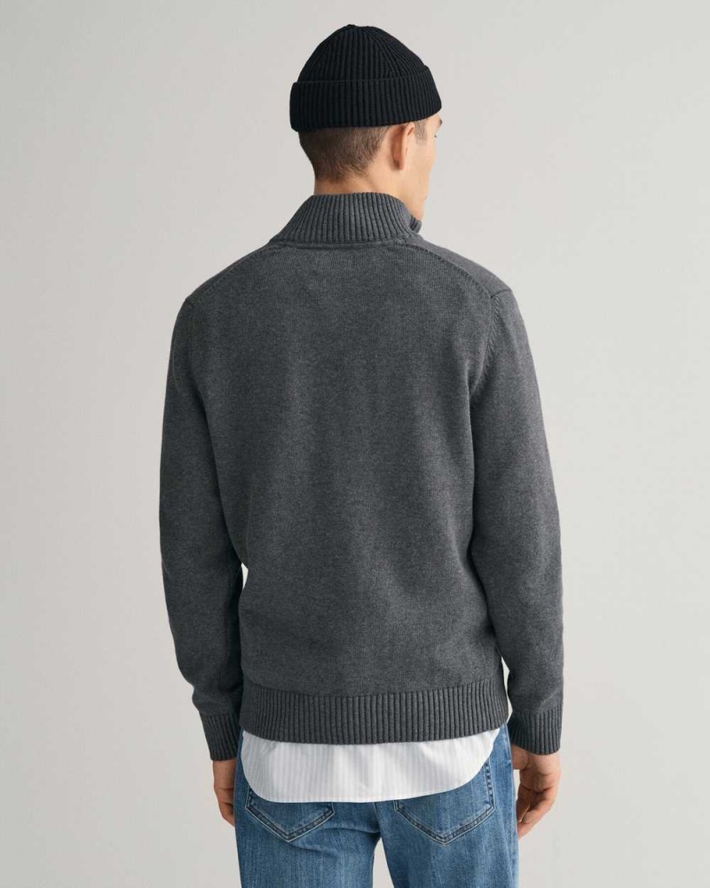 Gant Casual Cotton Half-Zip Men's Sweater Dark Grey | VGLFM-8134