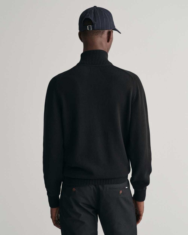 Gant Casual Cotton Half-Zip Men's Sweater Black | FEUJX-3825