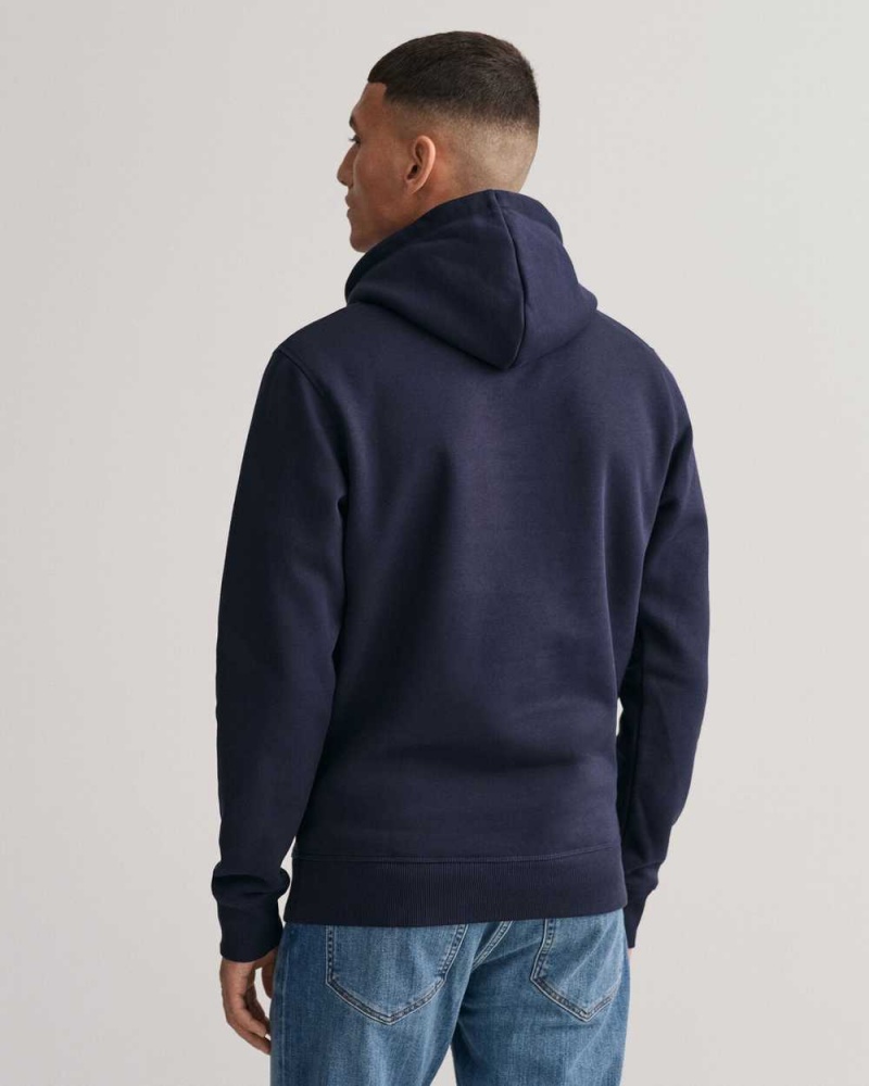 Gant Cedar Graphic Men's Hoodie Evening Blue | ICHSF-2731