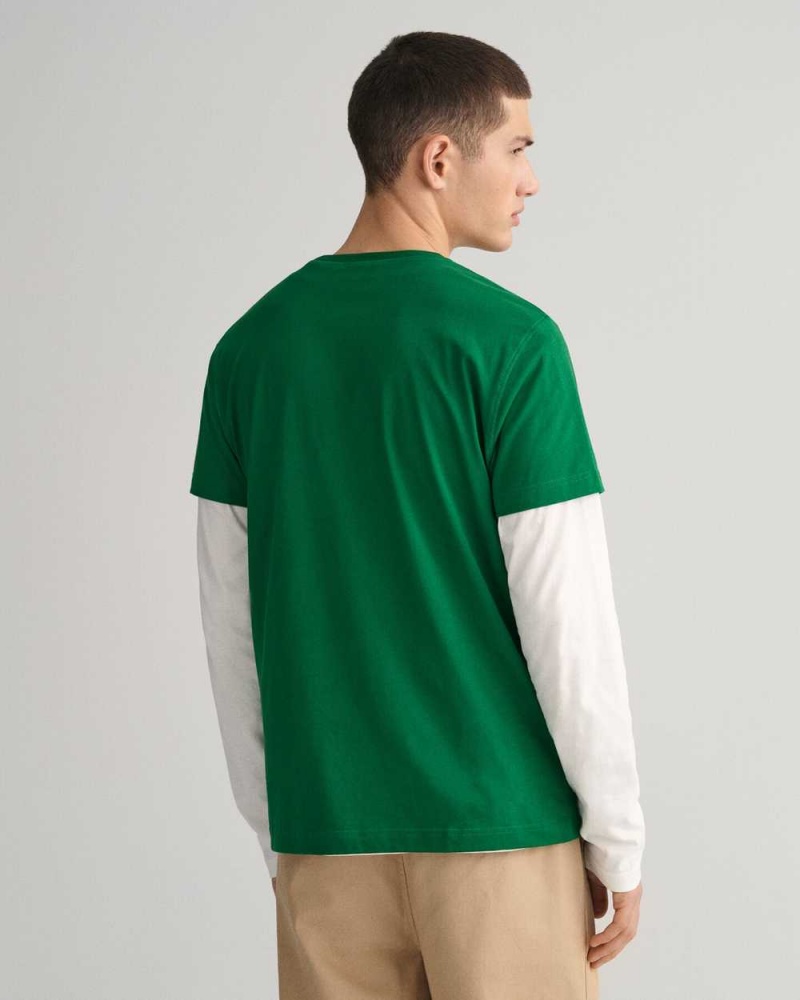 Gant Cedar Graphic Men's T-Shirt Lavish Green | IQBDM-7045