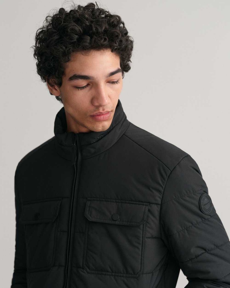 Gant Channel Quilted Men's Jackets Black | AKCHW-4820