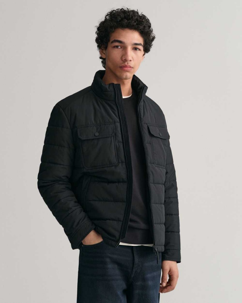 Gant Channel Quilted Men\'s Jackets Black | AKCHW-4820