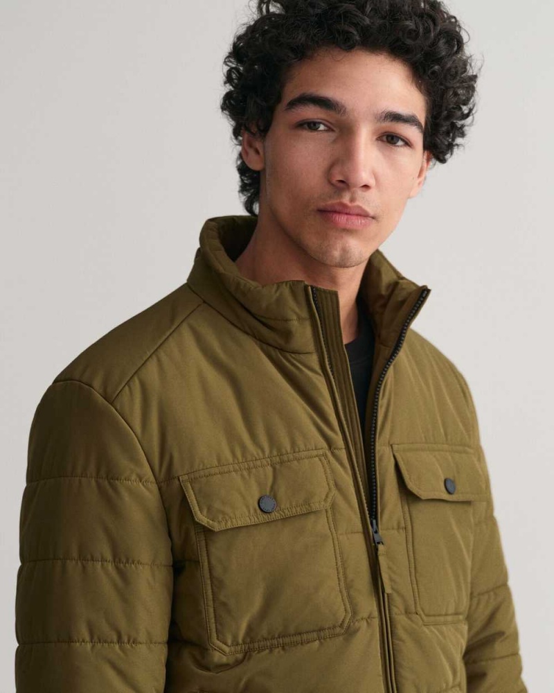 Gant Channel Quilted Men's Jackets Dark Cactus | CHORV-0569