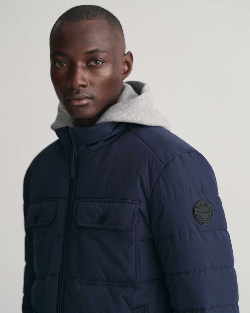 Gant Channel Quilted Men's Jackets Evening Blue | GDKBJ-7518