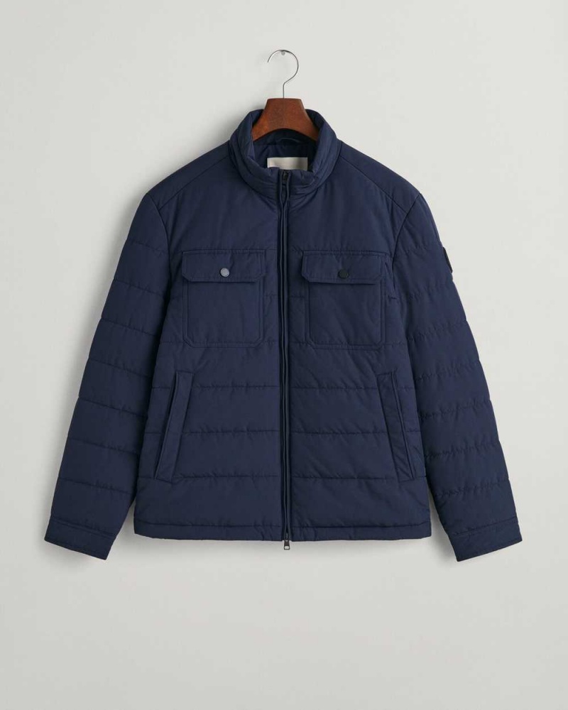 Gant Channel Quilted Men's Jackets Evening Blue | GDKBJ-7518