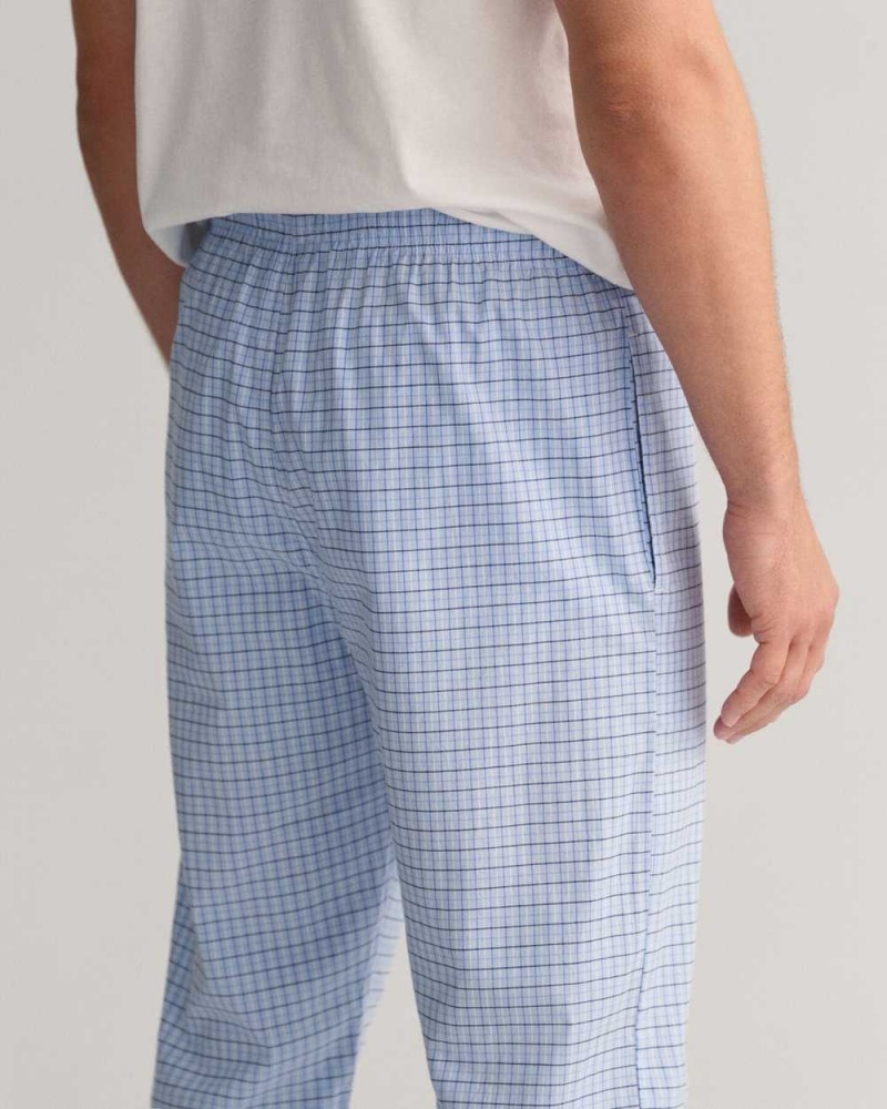 Gant Checked Men's Pajamas Capri Blue | FEJIM-7401