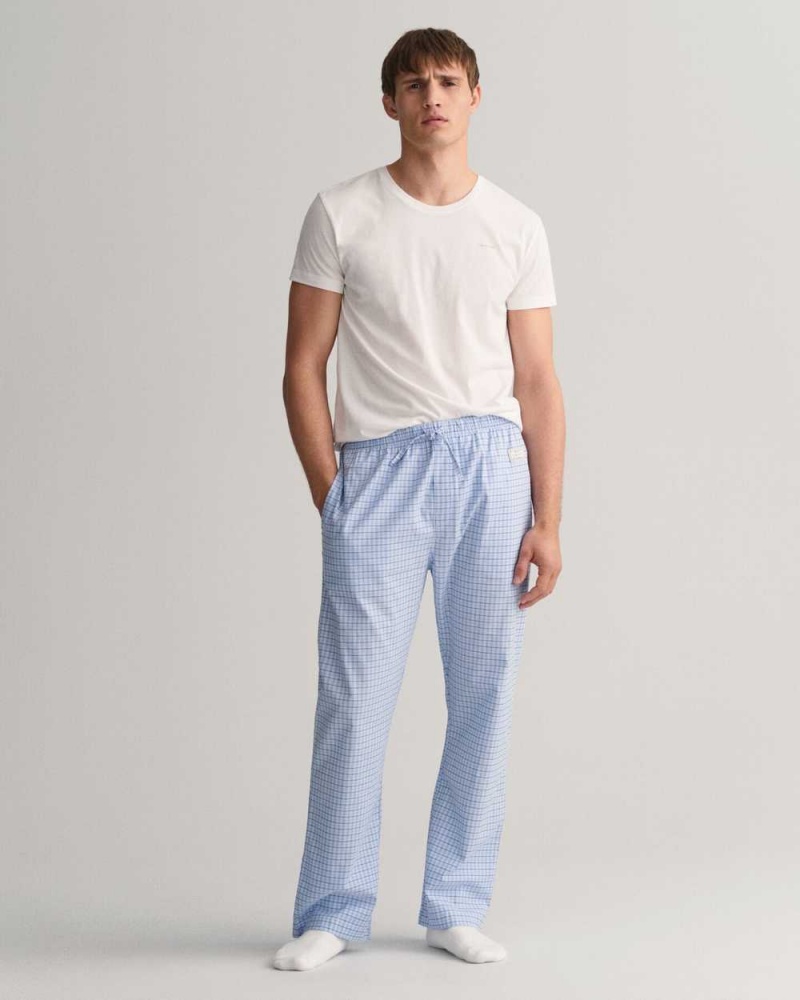 Gant Checked Men's Pajamas Capri Blue | FEJIM-7401