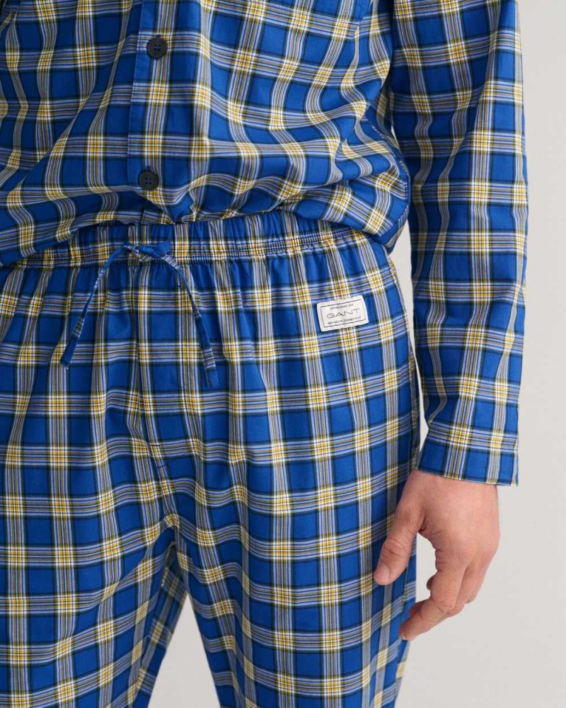 Gant Checked Men's Pajamas College Blue | IBGRP-0358