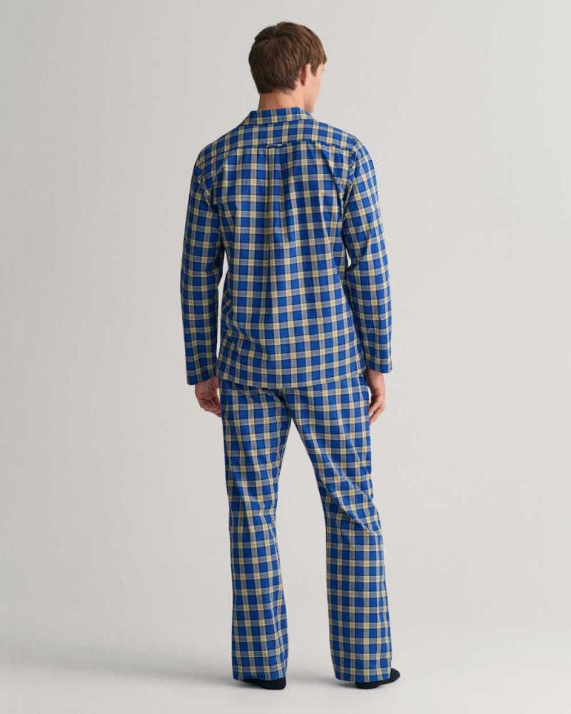 Gant Checked Men's Pajamas College Blue | IBGRP-0358