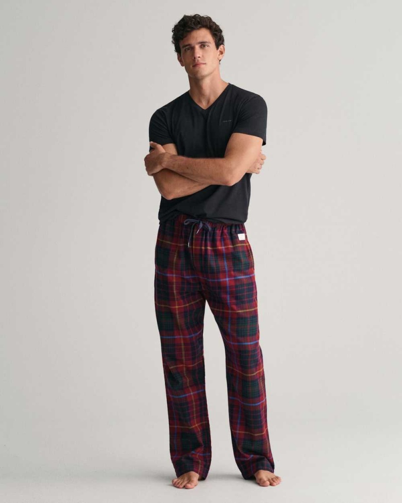 Gant Checked Men's Pajamas Plumped Red | FLUOZ-8521