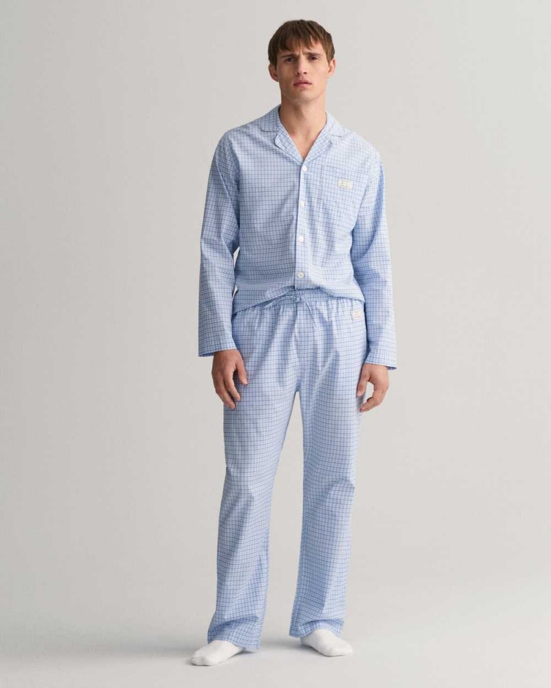 Gant Checked Set Men's Pajamas Capri Blue | TSRXZ-1685