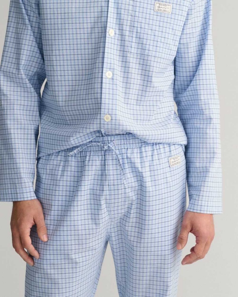 Gant Checked Set Men's Pajamas Capri Blue | TSRXZ-1685