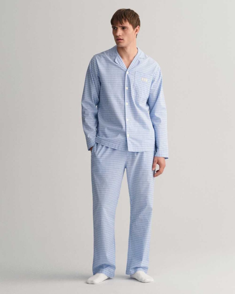 Gant Checked Set Men's Pajamas Capri Blue | TSRXZ-1685