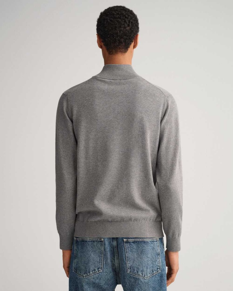 Gant Classic Cotton Half-Zip Men's Sweater Dark Grey Melange | DTUIM-7105