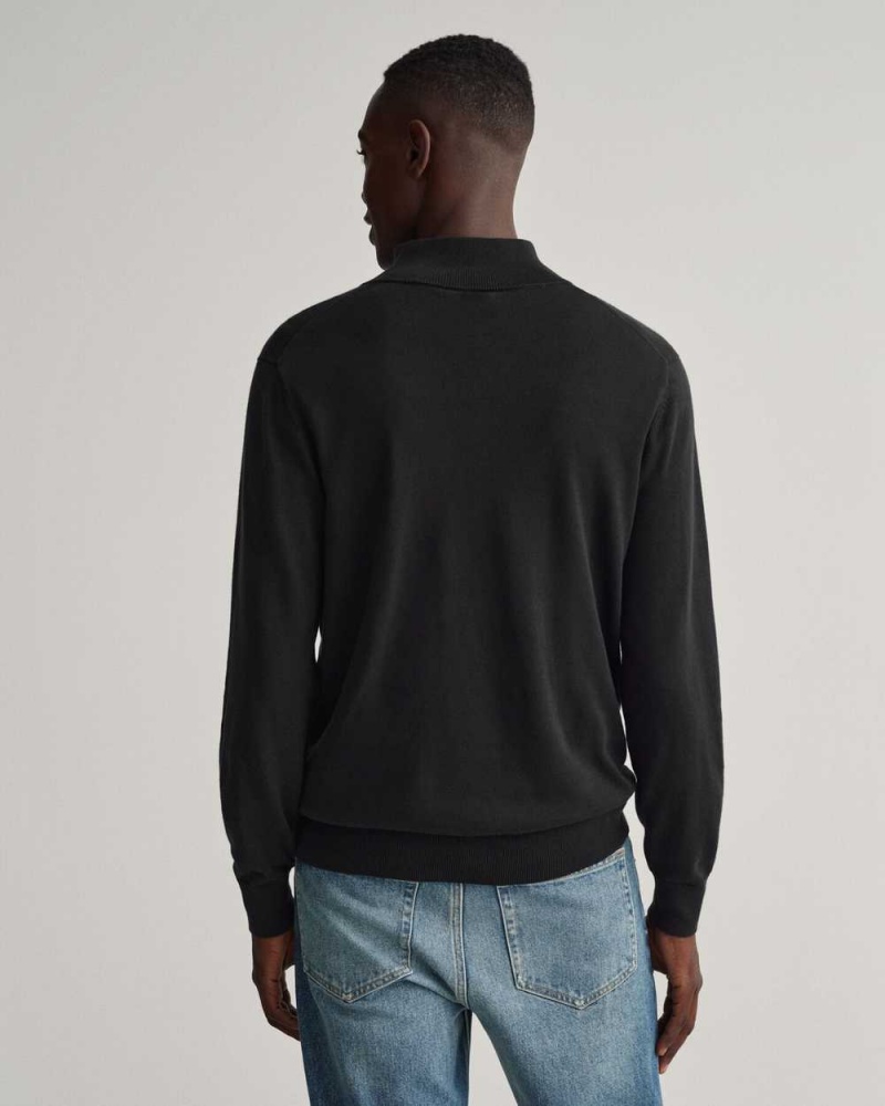 Gant Classic Cotton Half-Zip Men's Sweater Black | WTCUB-7294