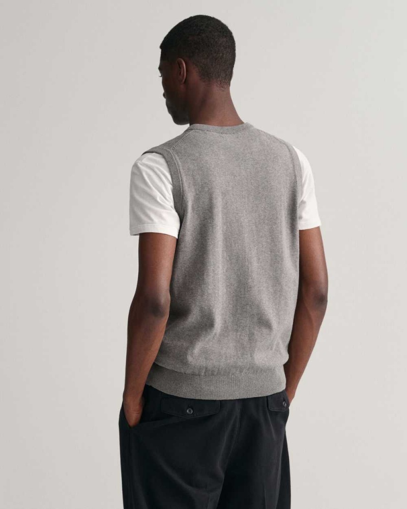 Gant Classic Cotton Men's Vest Dark Grey Melange | XQDPA-9587