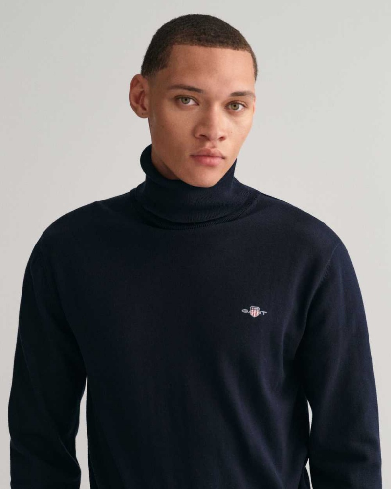 Gant Classic Cotton Turtleneck Men's Sweater Evening Blue | FACEP-3908