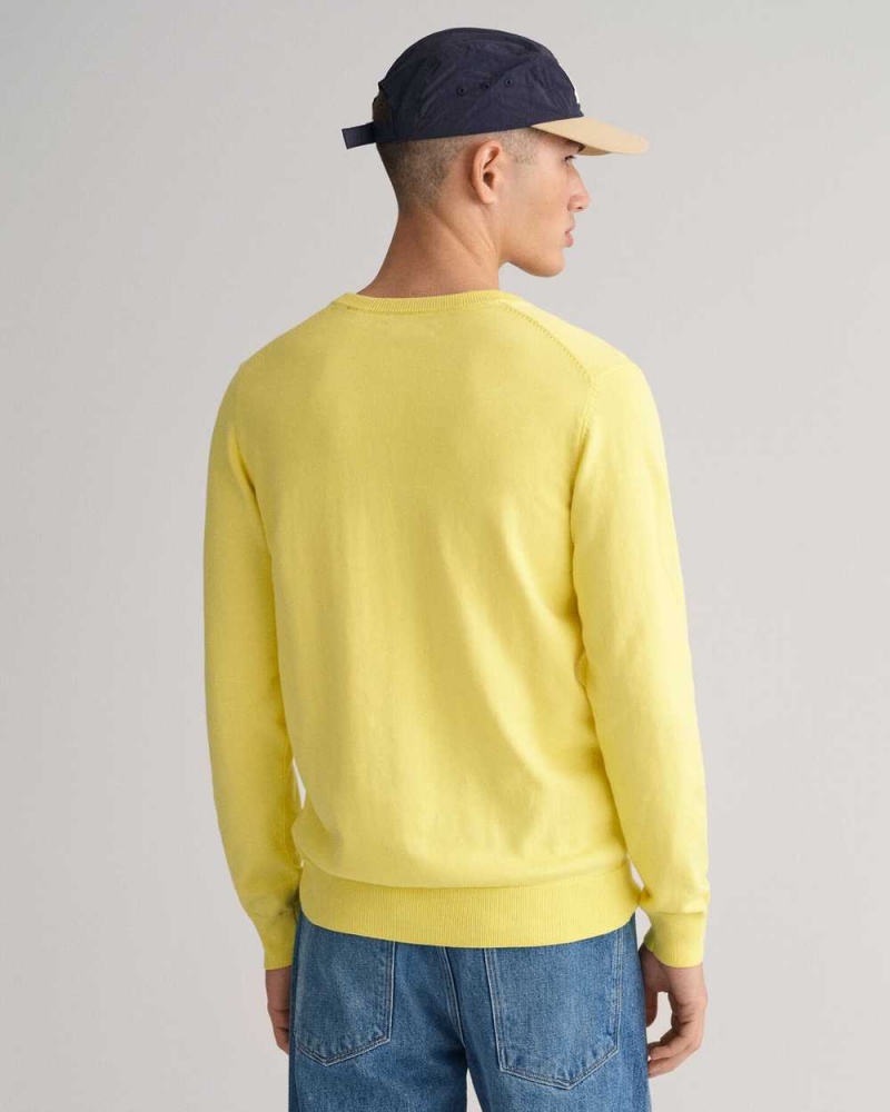 Gant Classic Cotton V-Neck Men's Sweater Clear Yellow | VNTDF-9380