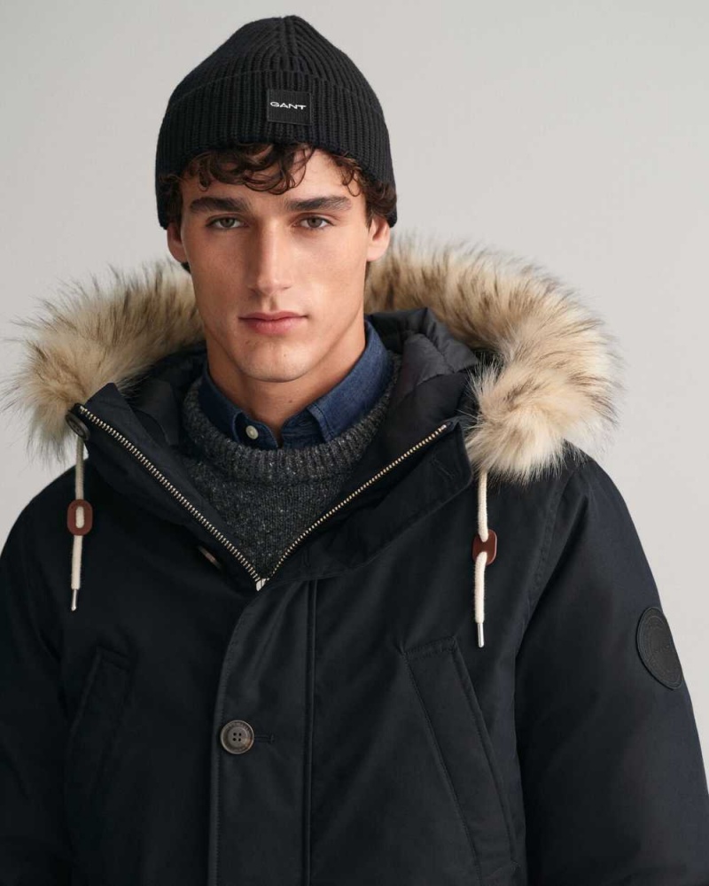 Gant Classic Winter Men's Coats Black | DGUOS-4682