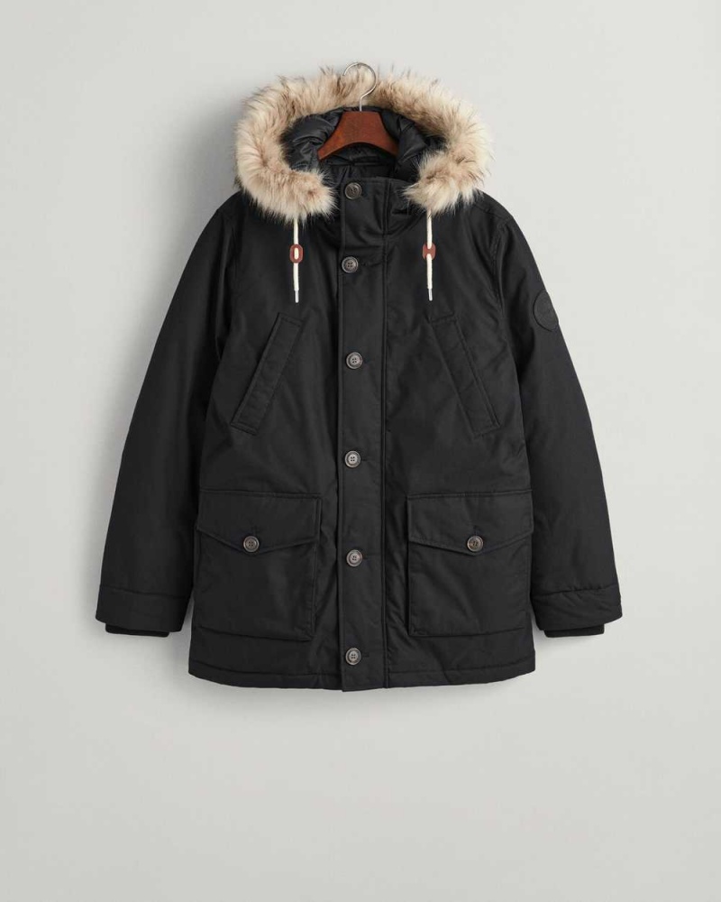 Gant Classic Winter Men's Coats Black | DGUOS-4682