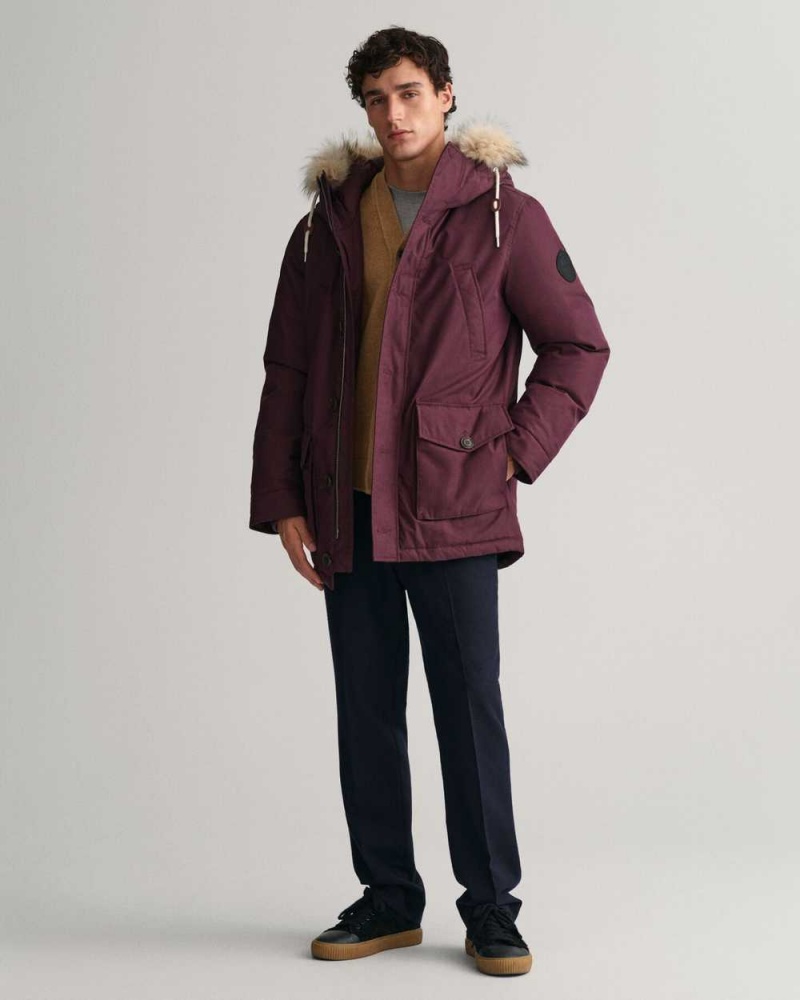 Gant Classic Winter Men's Coats Dark Red Brown | RPFAB-1982