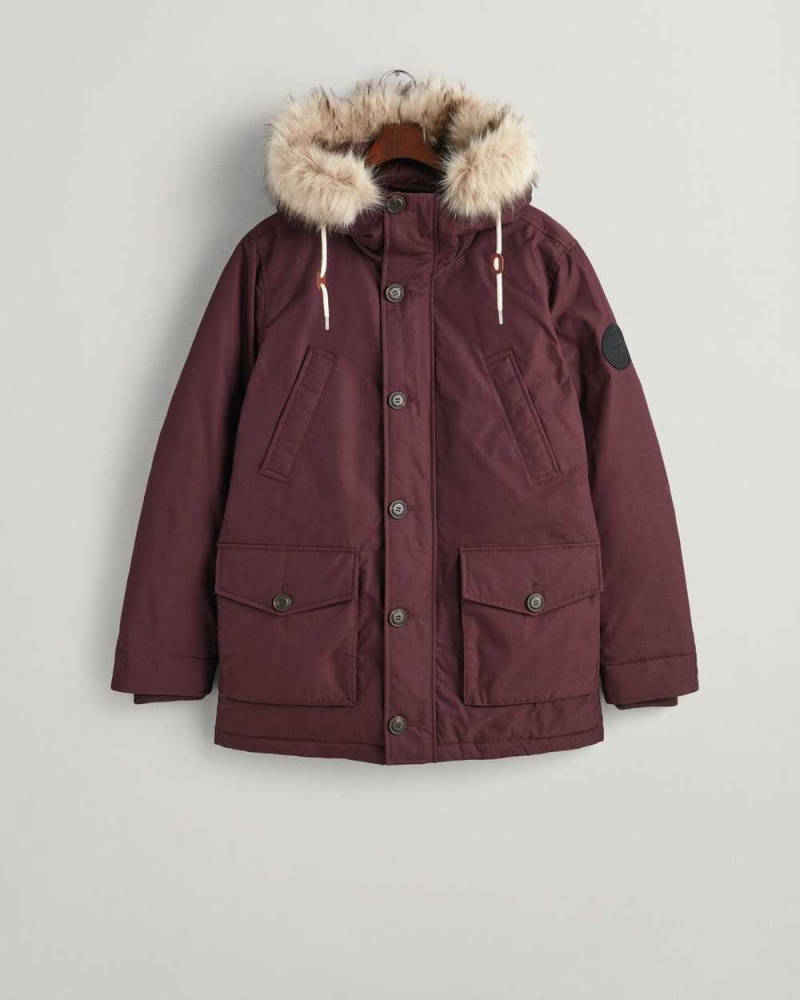 Gant Classic Winter Men's Coats Dark Red Brown | RPFAB-1982