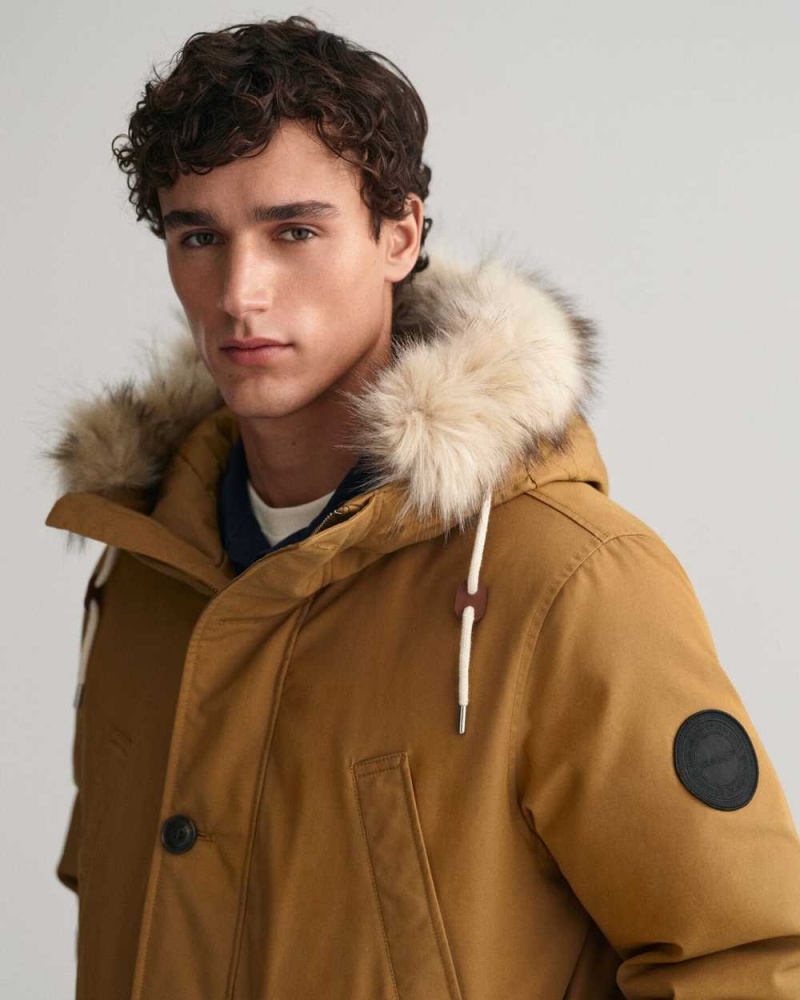 Gant Classic Winter Men's Coats Mustard Beige | LKSMQ-2018