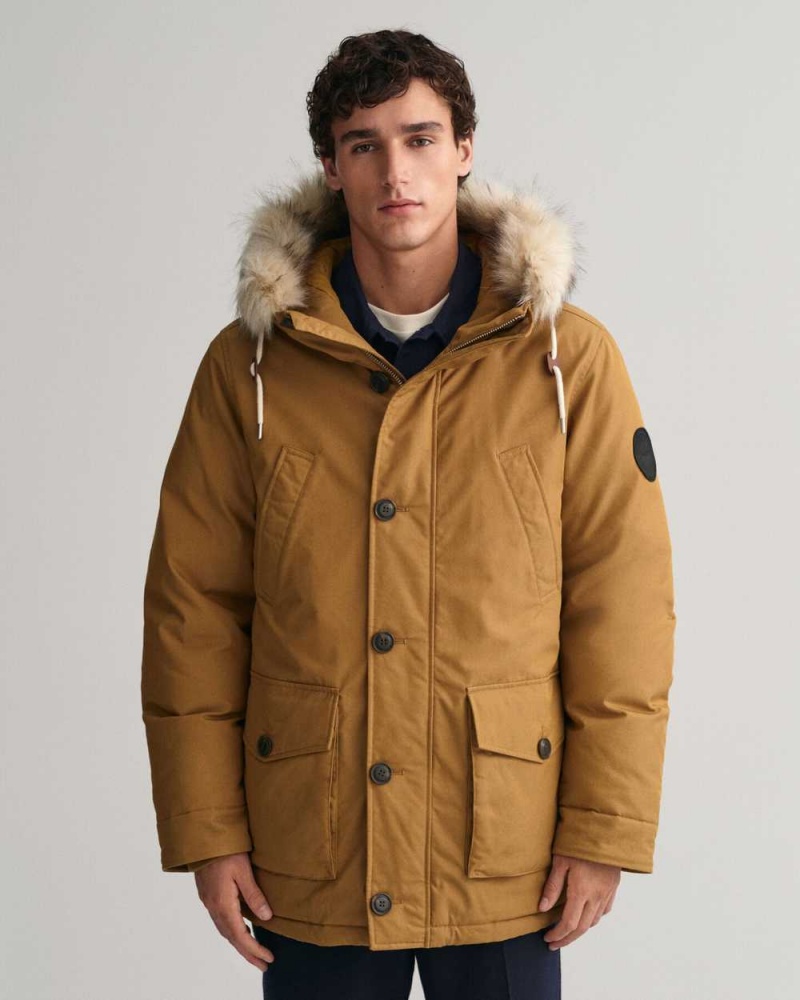 Gant Classic Winter Men\'s Coats Mustard Beige | LKSMQ-2018