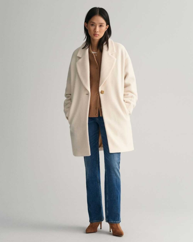 Gant Cocoon Women's Coats Cream | SVGWY-6582