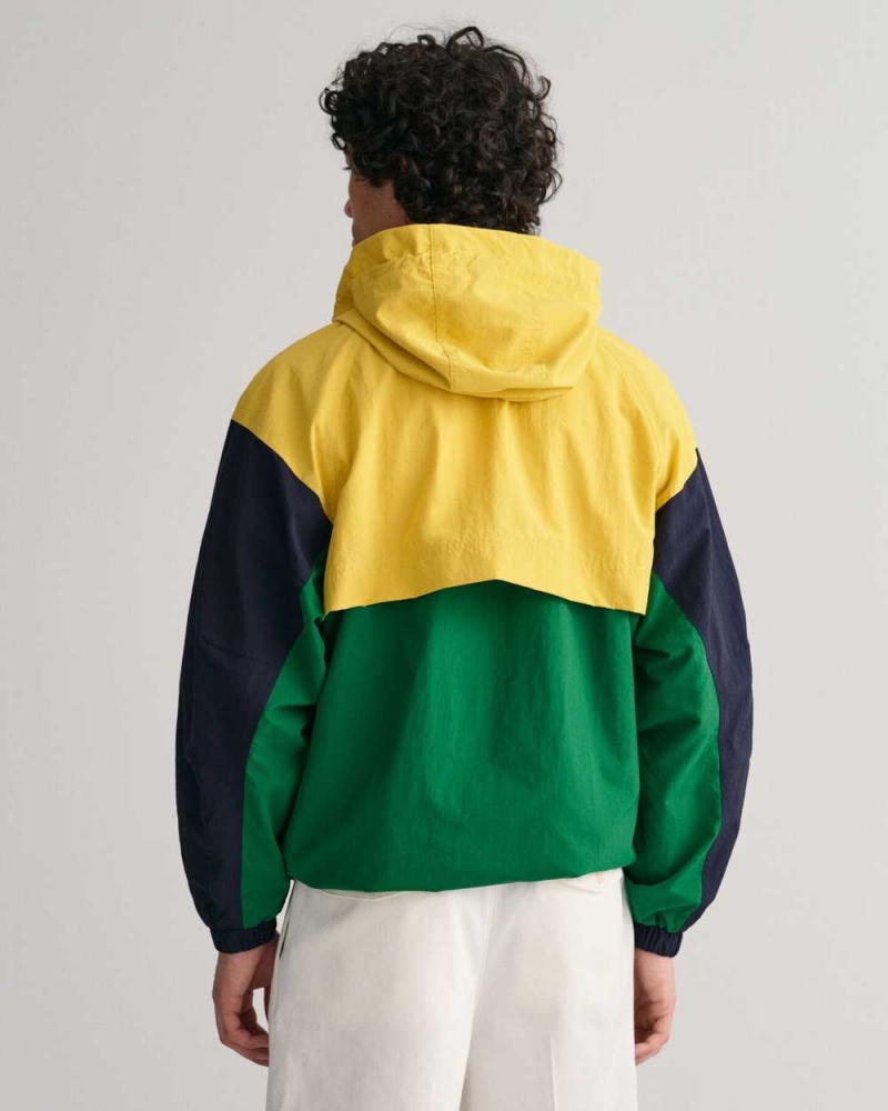 Gant Color Blocked Anorak Men's Jackets Parchment Yellow | QTIYC-0938