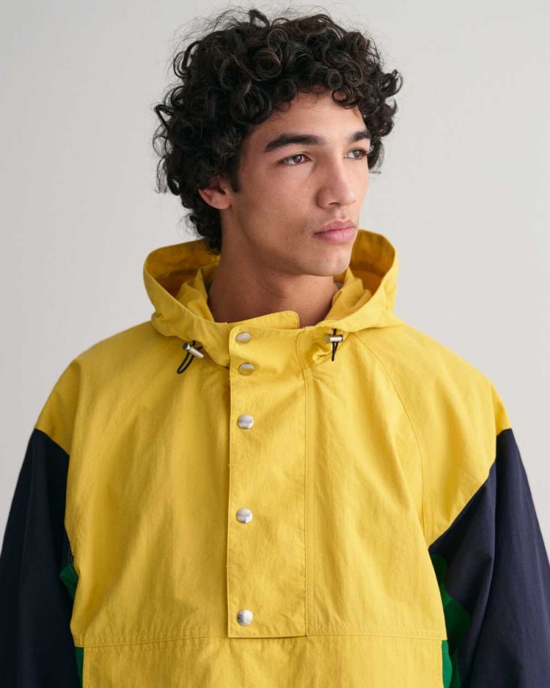 Gant Color Blocked Anorak Men's Jackets Parchment Yellow | QTIYC-0938