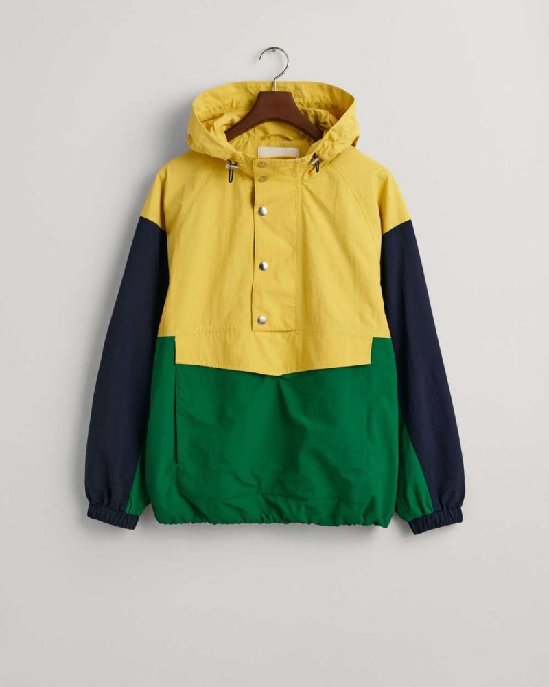 Gant Color Blocked Anorak Men's Jackets Parchment Yellow | QTIYC-0938