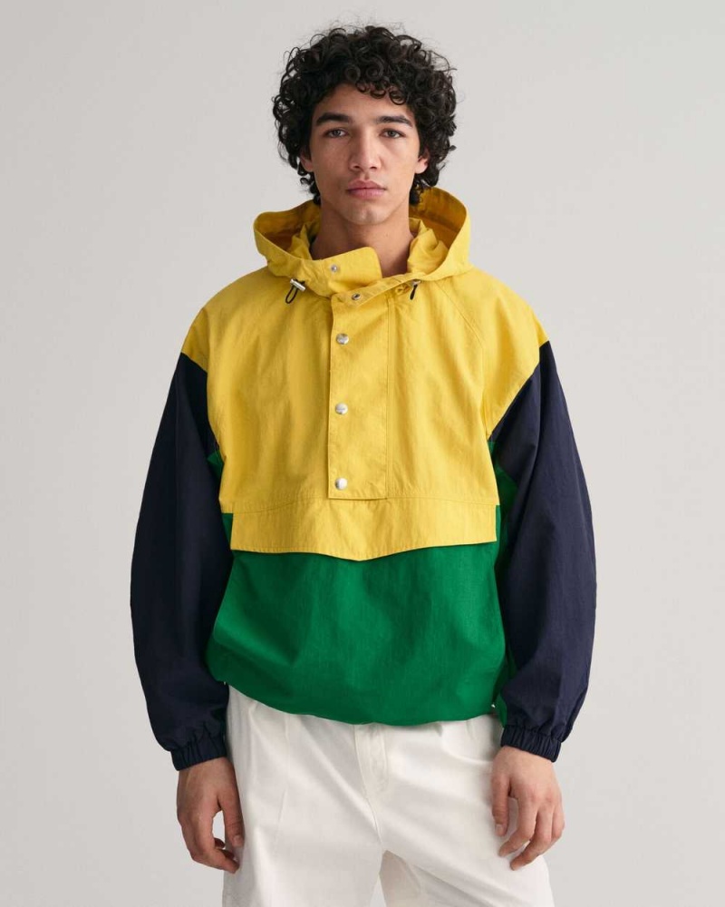 Gant Color Blocked Anorak Men\'s Jackets Parchment Yellow | QTIYC-0938