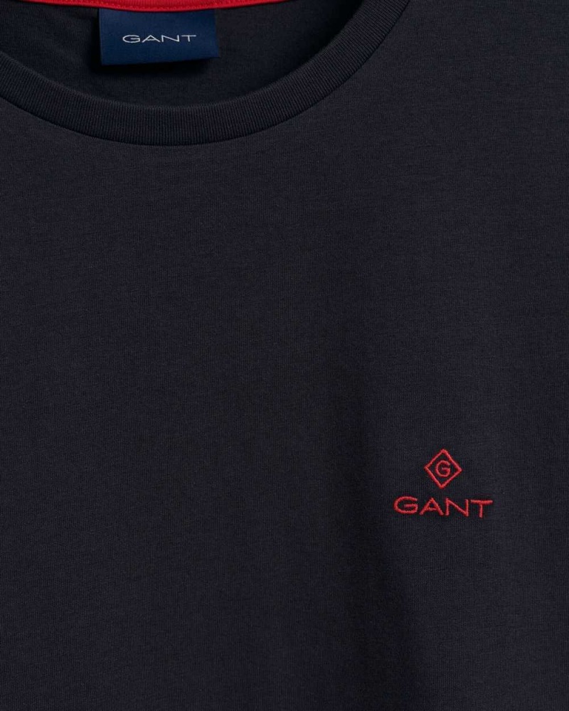 Gant Contrast Logo Men's T-Shirt Evening Blue | CZMSR-5014